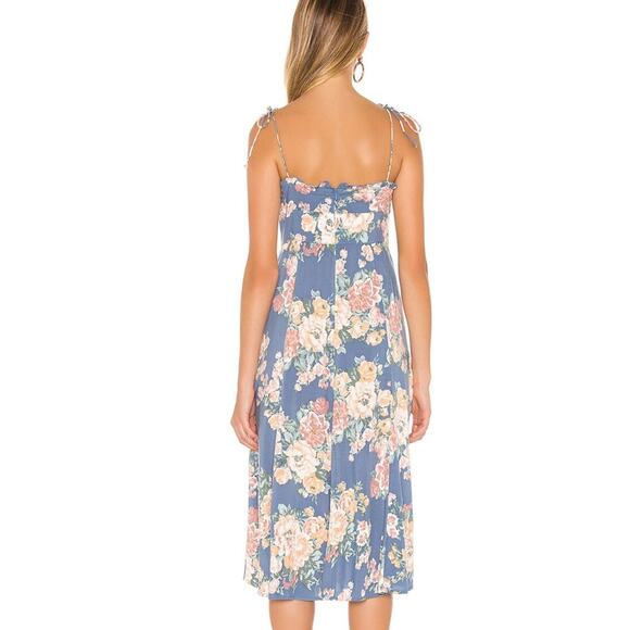 Auguste the Label Midi Dress Cottage Rituals Ruffle Button Front Floral Blue 2 - Picture 2 of 11